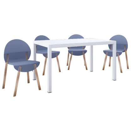 4 Piece Set Of Single Chairs With Long Table