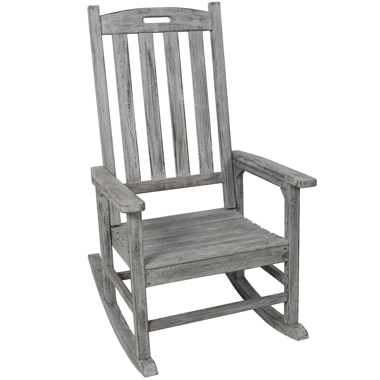 Oversized Porch Rocker Chair With Wide Seat And Tall Backrest