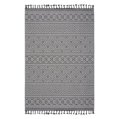 Guros - 6' X 9' Geometric Indoor / Outdoor Area Rug - Gray / White