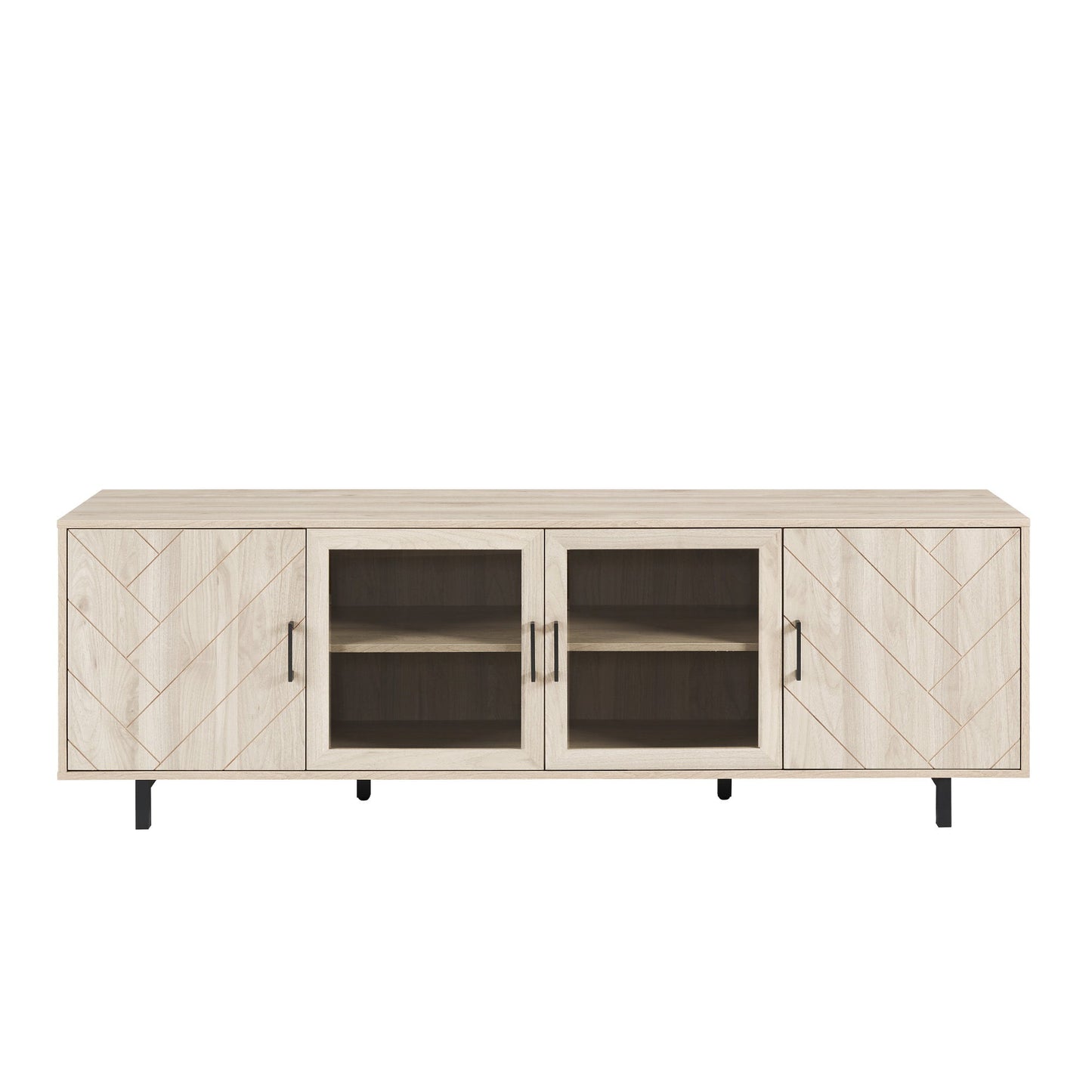 Modern Scandinavian 4 Door Herringbone 70" TV Stand For TVs Up To 80"