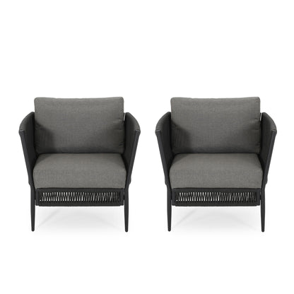 Hanford - Modern Club Chair With Woven Rope Design - Gray