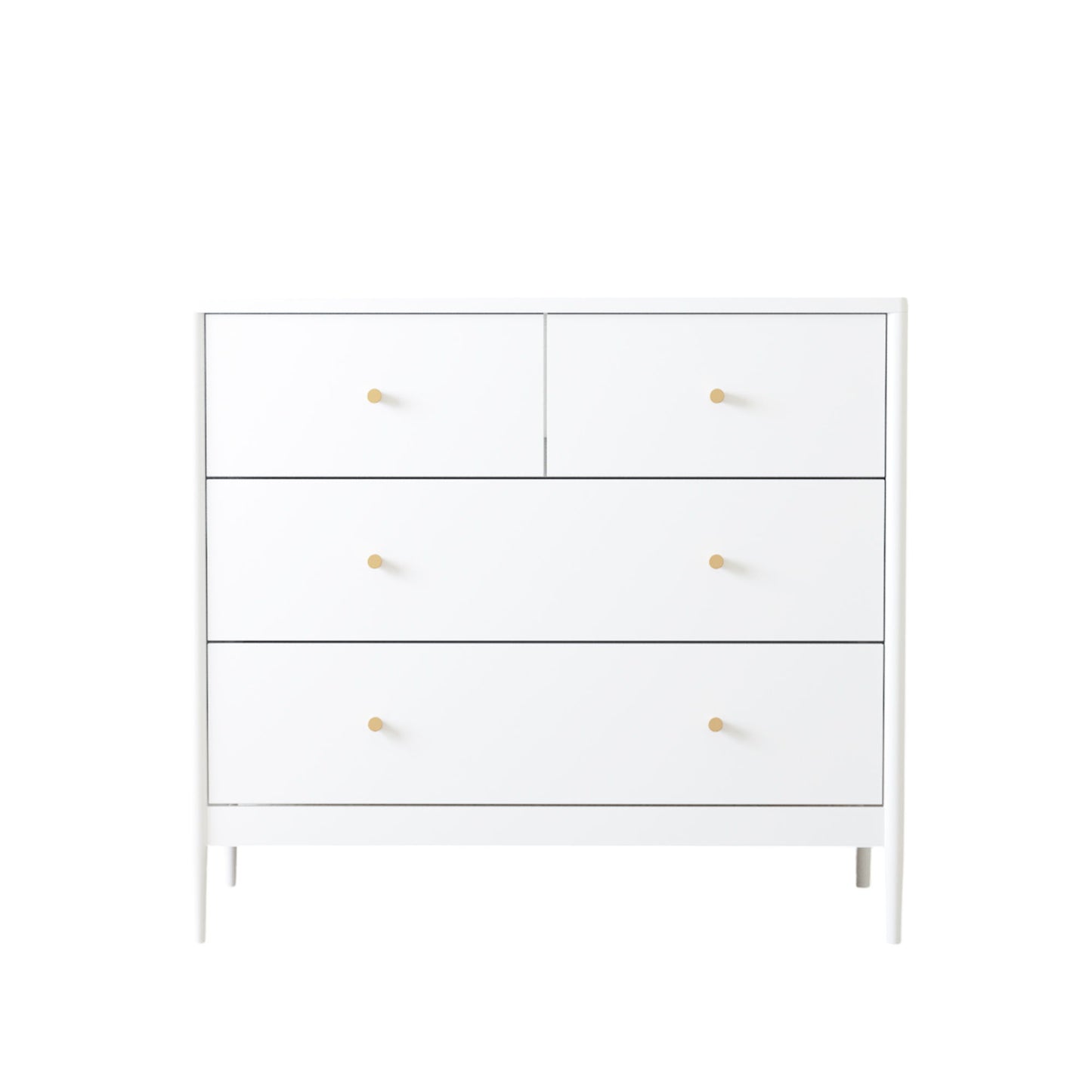 4 Drawer Kids Dresser With Antique Brass Pulls - White