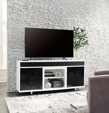 Gardoni - XL TV Stand With Fireplace Option - White / Black