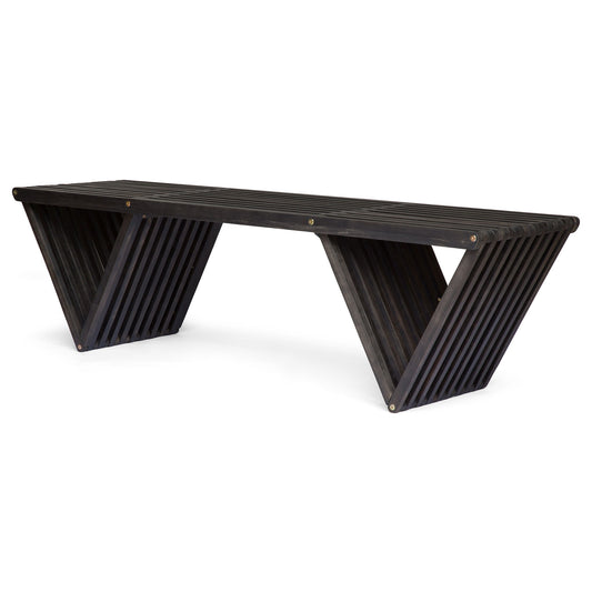 Gloaming - Outdoor Bench With Slat Design And Triangular Base
