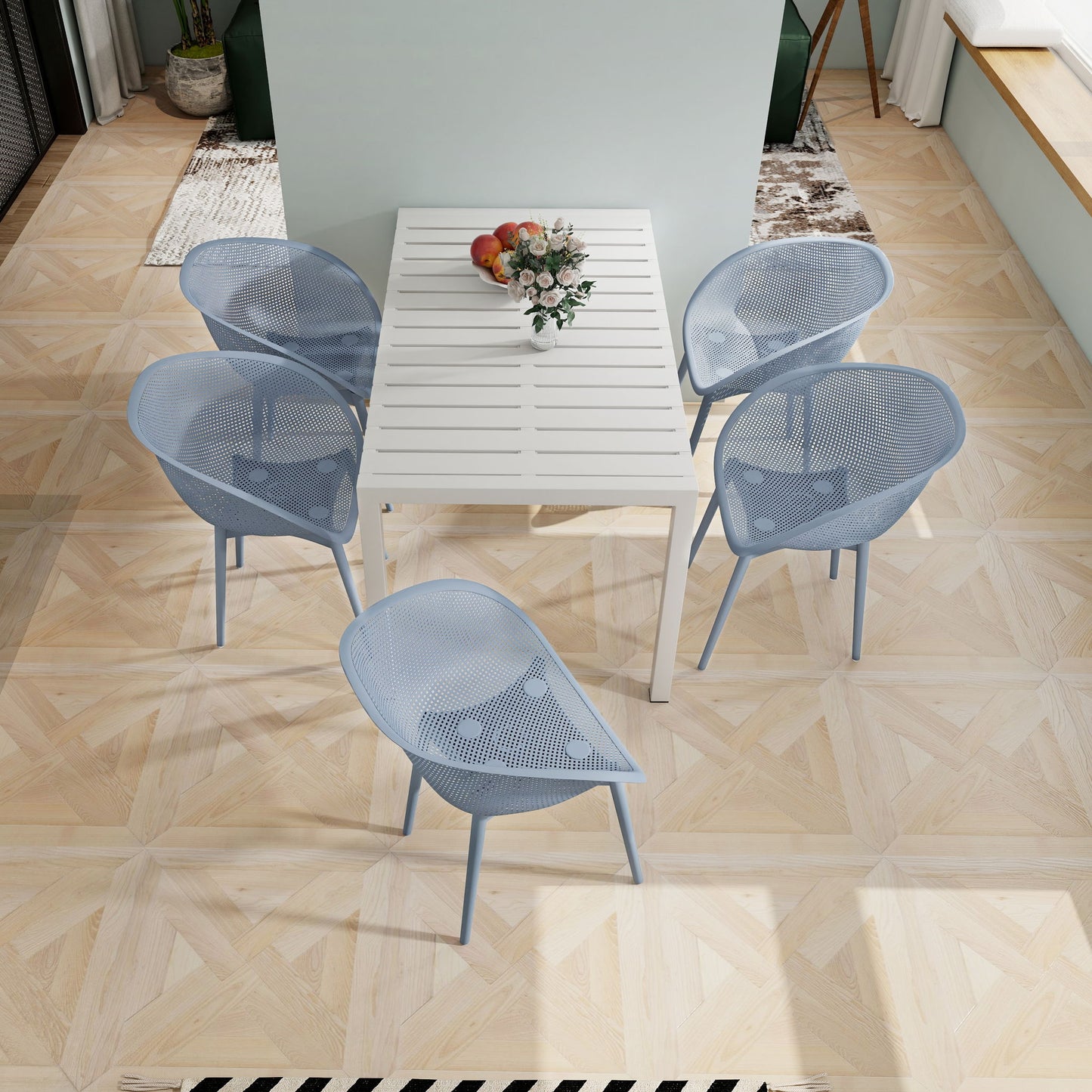 2 Piece Durable Single Chair With Mesh Hollow Out Design