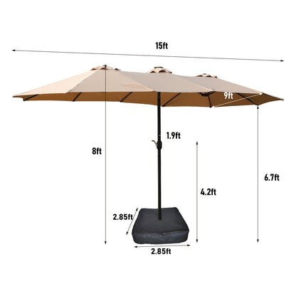 Double- Sided Outdoor Market Umbrella With Lights And Base