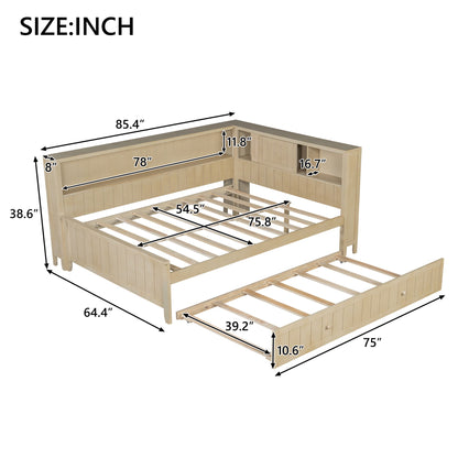 Full Size Daybed With Storage Shelves And Trundle - Ancient White