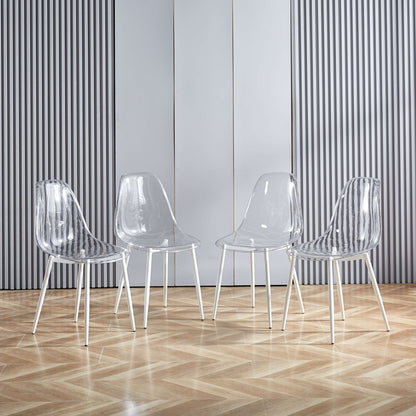 Transparent Plastic Seat Dining Chair (Set of 4)