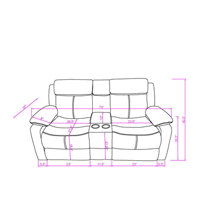 Blanche - Reclining Loveseat With LED Lights And Built In Speakers - White