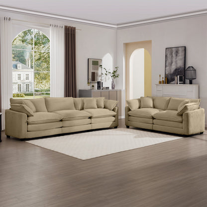 Elegant Corduroy Oversized Sectional Sofa Set With Deep Seats And Flexible Layout