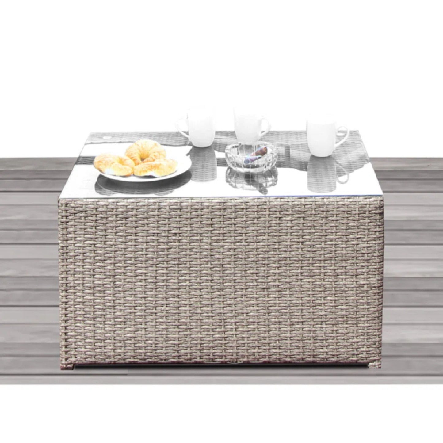 Outdoor Wicker Sectional With Weather Resistant Cushions And Table