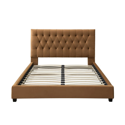 Donald - Mid-Century Modern Velvet Platform Bed