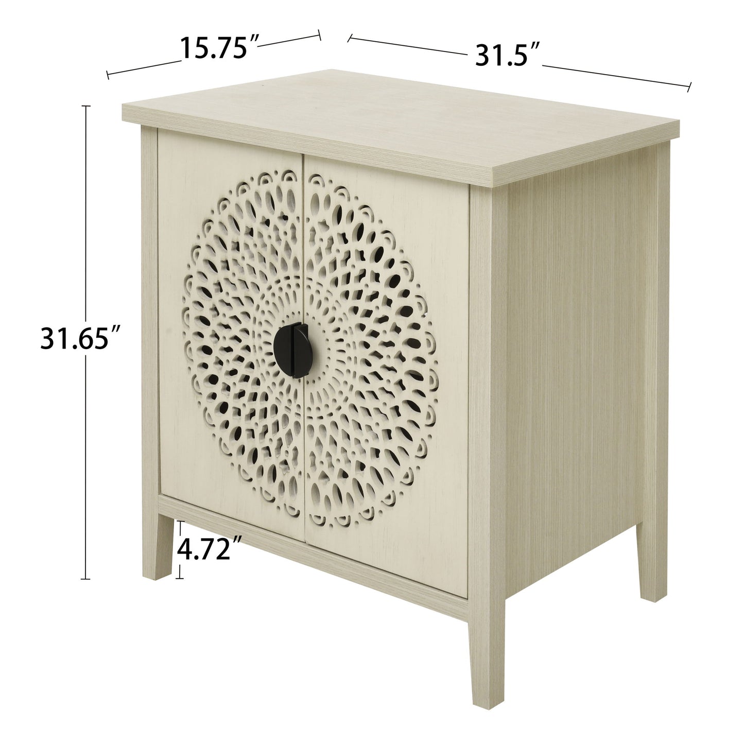 Hollow Carved 2 Door Accent Cabinet Sideboard Buffet Storage Cabinet With Adjustable Shelf For Entryway Living Room Bedroom - Natural