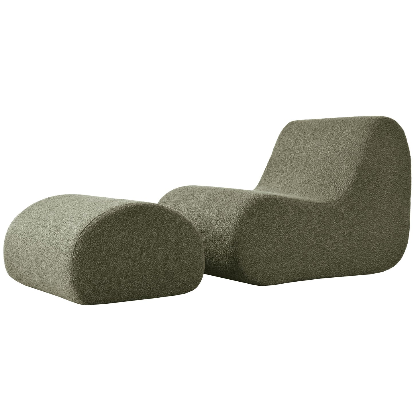 Curved Lounge Chair With Ottoman And High Resilience Foam