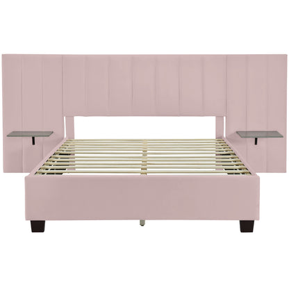 Upholstered Platform Bed With Big Headboard