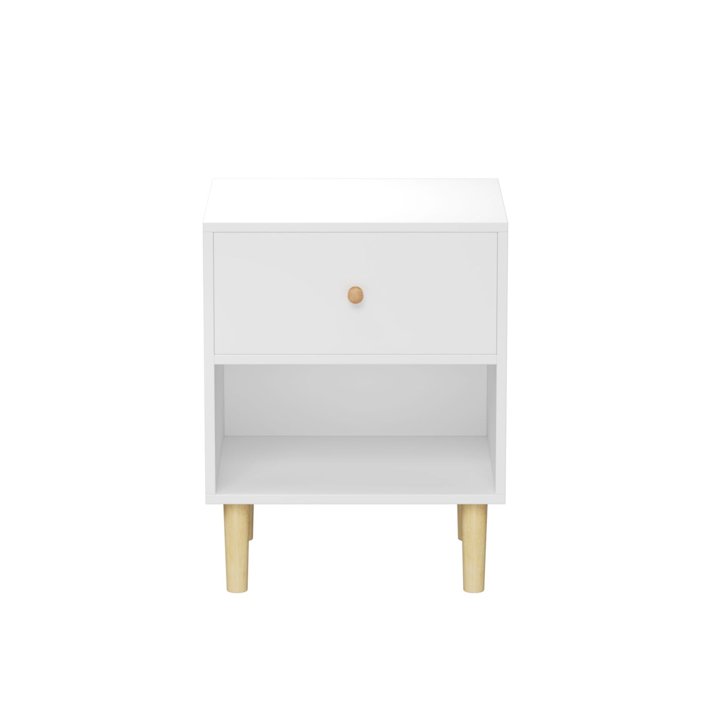 Nightstand With 1 Drawer And 1 Shelf - White