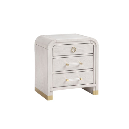 Malco - Nightstand With Spacious Drawer And Gold Metal Fluted Detailing - Black White