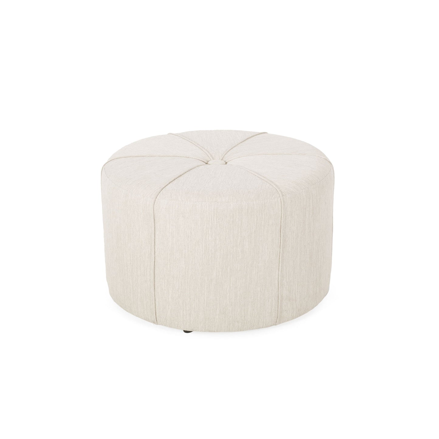Contemporary Ottoman With Tonal Piping And Button Tuft Design