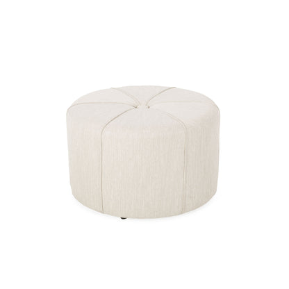 Contemporary Ottoman With Tonal Piping And Button Tuft Design