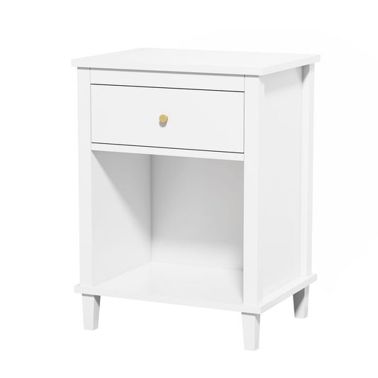 Nightstand & 1 Drawer And 1 Shelf - White