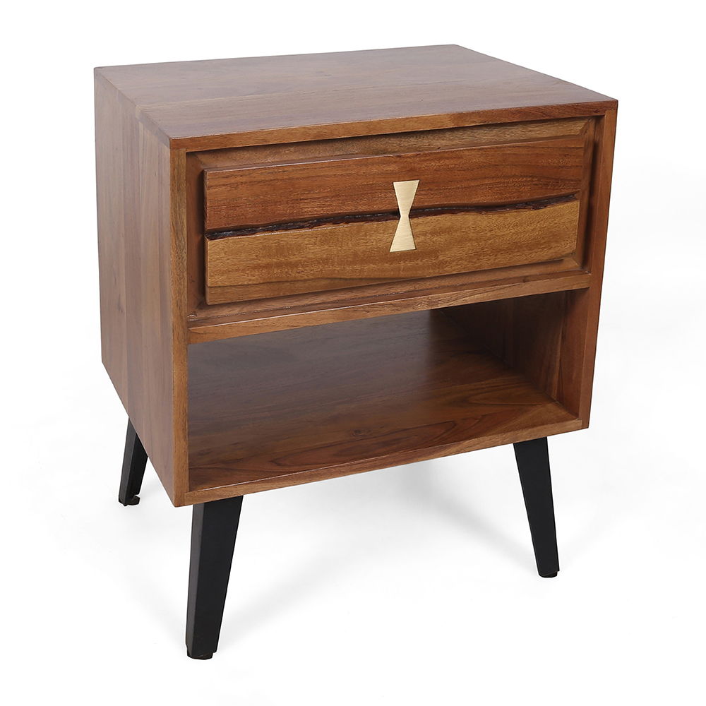 Asther - Bedside Table - Natural Wood / Brown