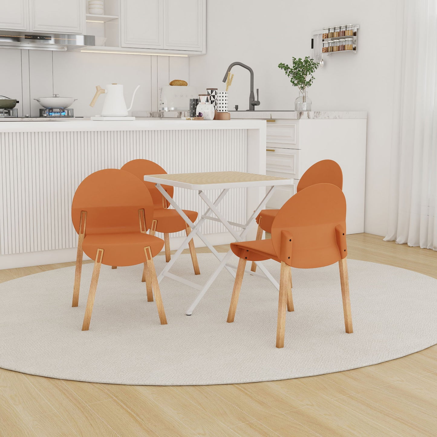 4 Piece Set Of Single Chairs With A Folding Square Table