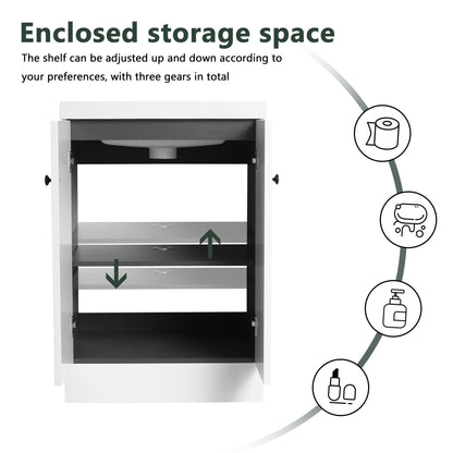 Contemporary Freestanding Bathroom Vanity With Resin Sink & Soft-Close Cabinet Doors
