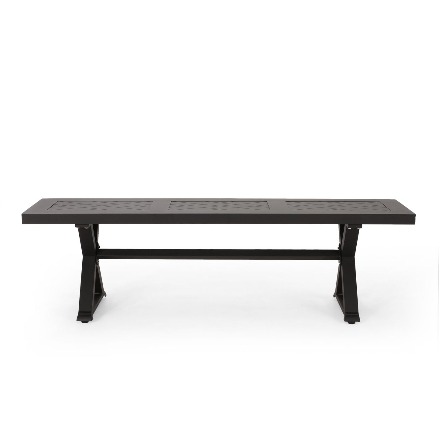 Modern Aluminum Outdoor Dining Bench With X Base
