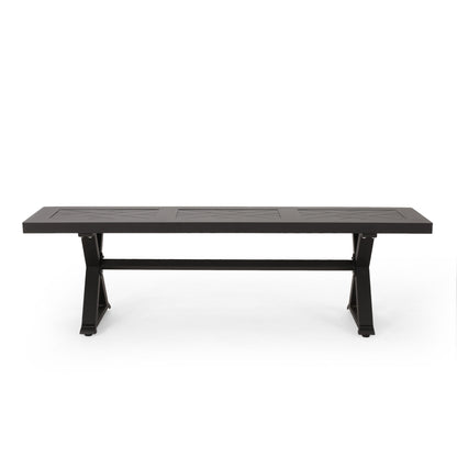 Modern Aluminum Outdoor Dining Bench With X Base