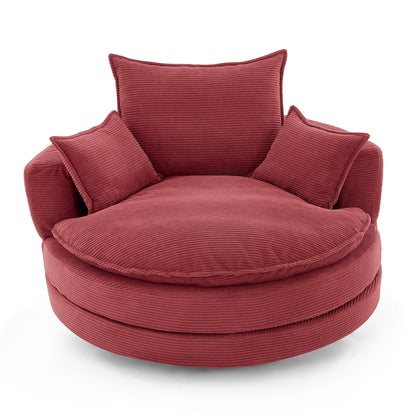 360° Swivel Accent Barrel Chair With Dual Layer Cushion And 3 Removable Pillows