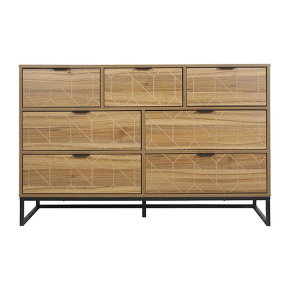 Modern 7 Drawer Dresser Cabinet - Walnut