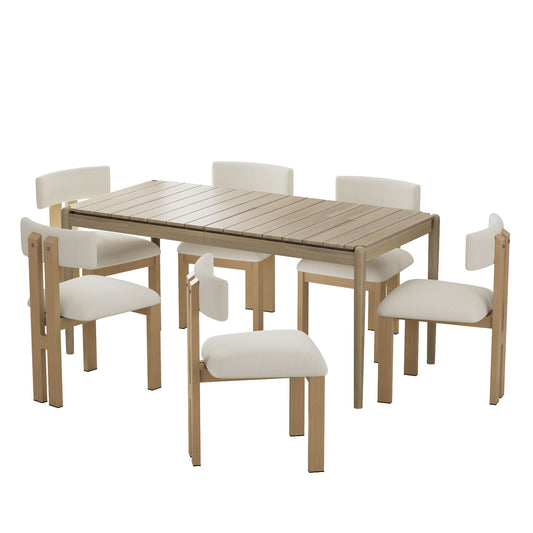 Modern 7 Piece Dining Set With Upholstered Armless Chairs And Dining Table