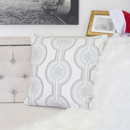 Holiday Throw Pillow With Snowflake Embroidery