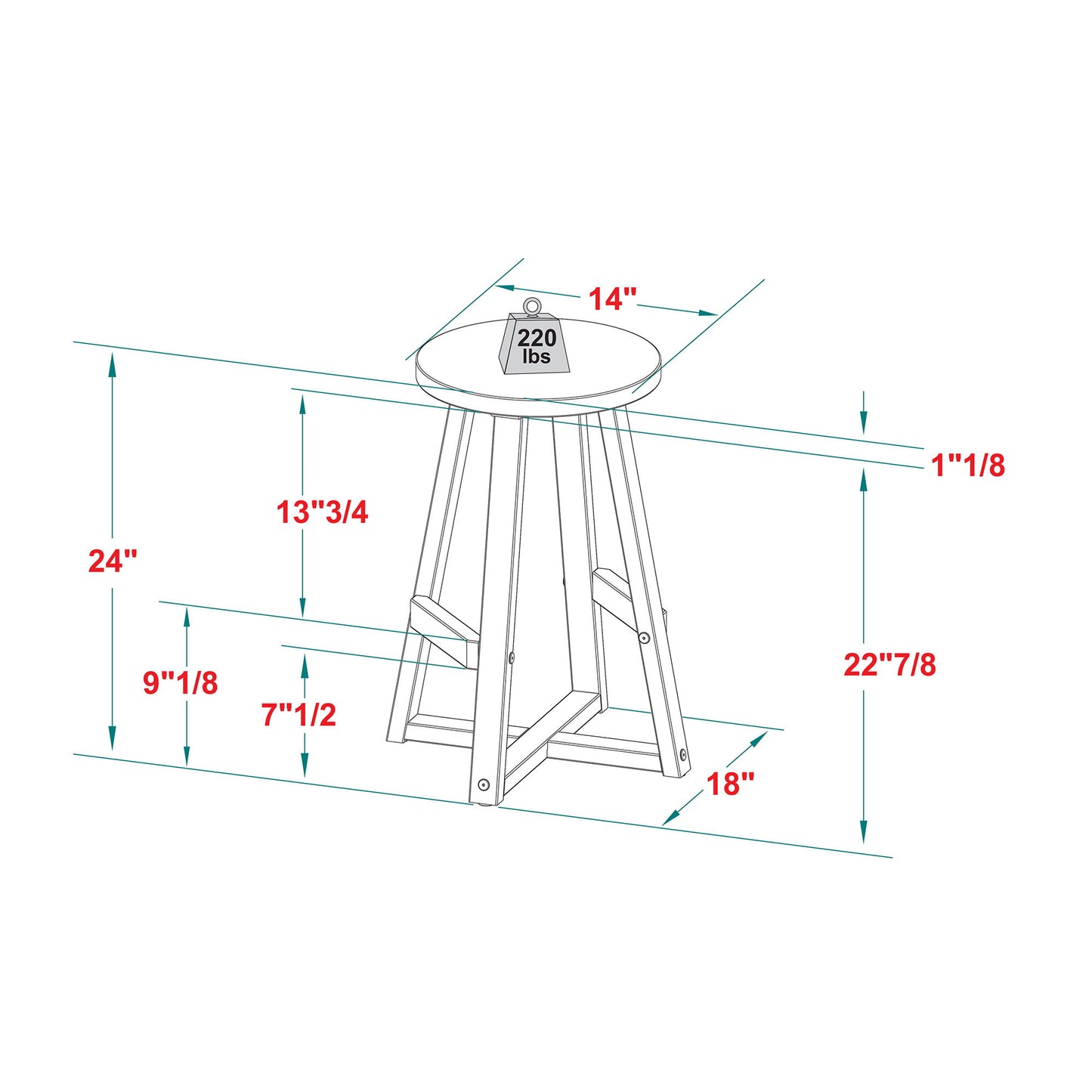 Rustic Distressed Round Dining Stool