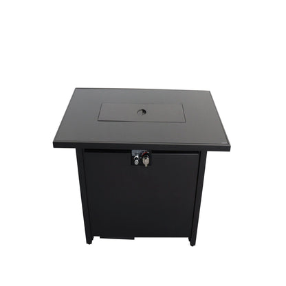 Outdoor Fire Pit Table With Lid - Black