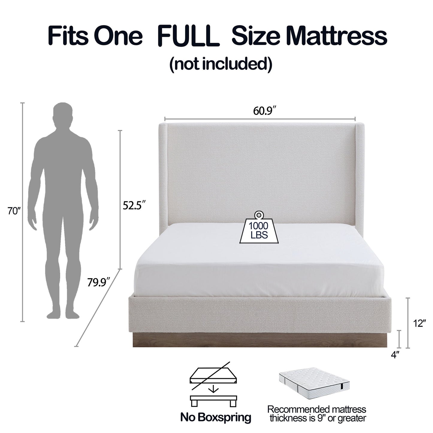 Hosford - Minimalist Canvas Upholstered Wingback Bed