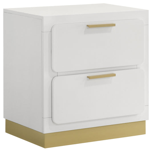 Modern Luxury Nightstand With 2 Drawer Storage