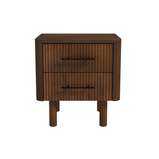 Logan - Mid-Century Modern Nightsd Bed Side Tables With 2 Drawers - Brown