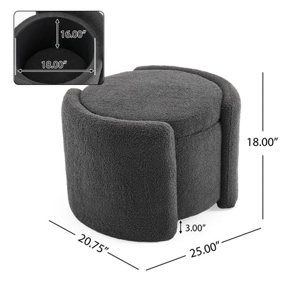 Cozy Boucle Storage Ottoman, Stylish Comfort With Hidden Storage