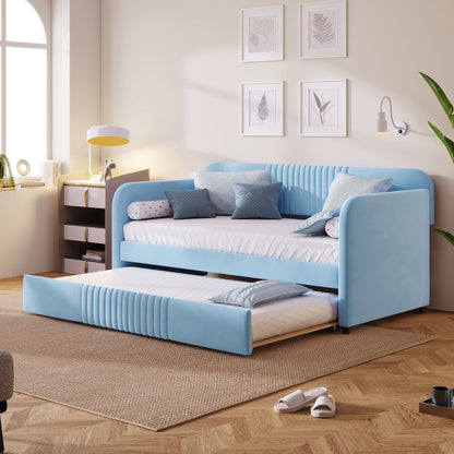 Upholstered Daybed Sofa Bed With Trundle Bed