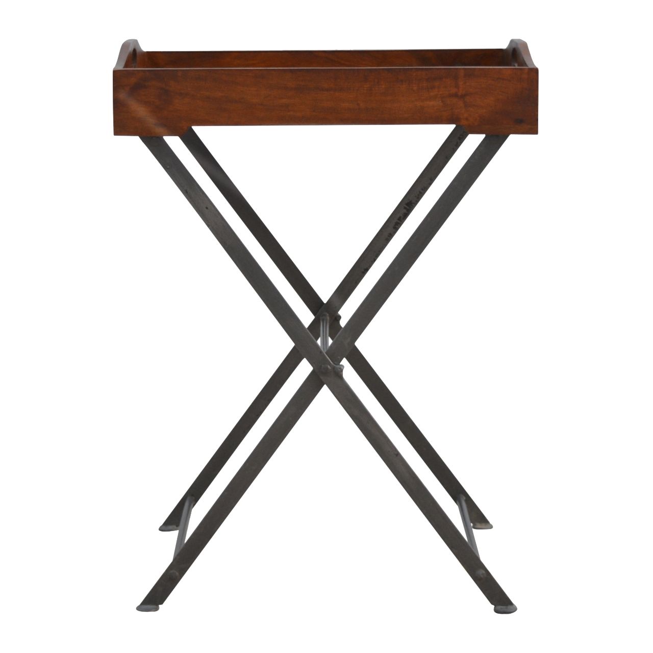 Tray With Cross Base - Brown / Steel Gray