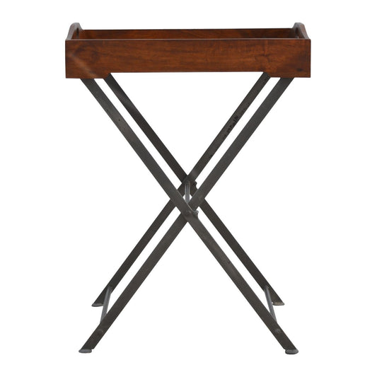 Tray With Cross Base - Brown / Steel Gray