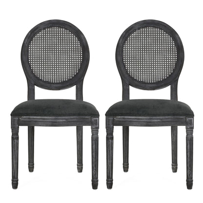 French Country Dining Chair With Cane Backrest (Set of 2)