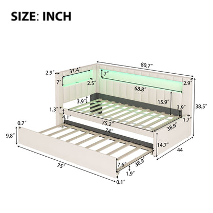 Upholstered Platform Bed With USB Ports And LED Belt
