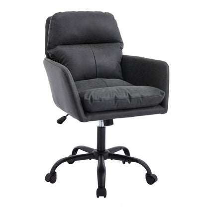 Adjustable Office Chair, Ergonomic Swivel Chair Leather, Comfortable For Long Sitting, Versatile Home And Office Use - Black