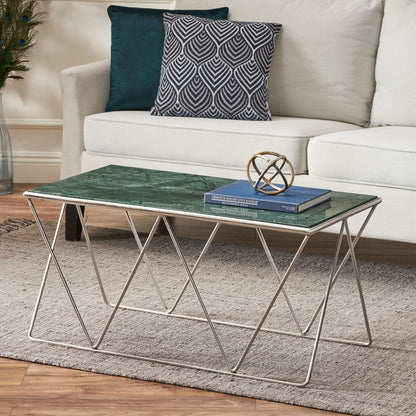 Modern Glam Marble Coffee Table With Gold Base - Green