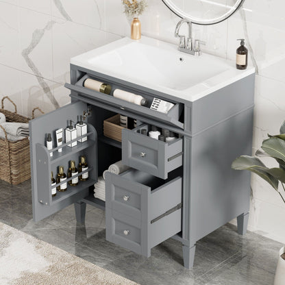 Bathroom Vanity With Top Sink, Storage Cabinet, 2 Drawers, Tip Out Drawer