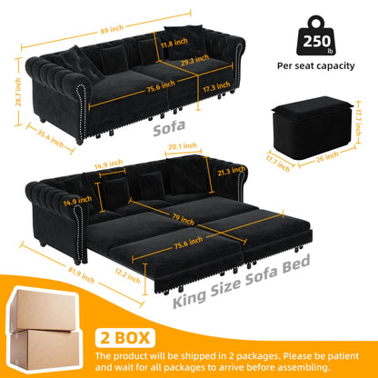 3 In 1 Pull Out Convertible Sleeper Sofa Bed