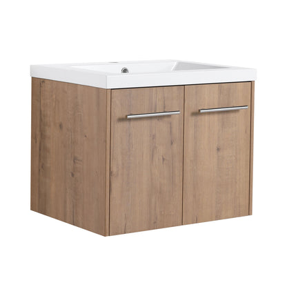 Modern Floating Bathroom Vanity With Resin Sink, Soft Close Doors