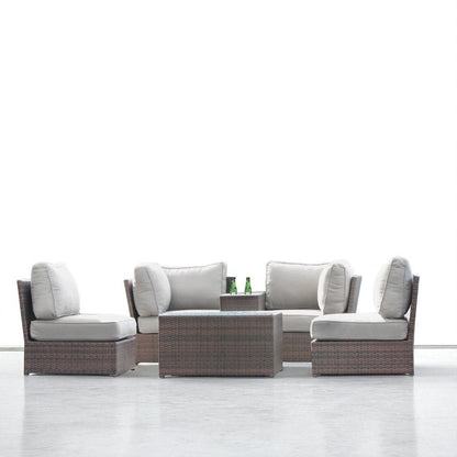 Comfortable Modern Patio Rattan Sectional Set With Cushions